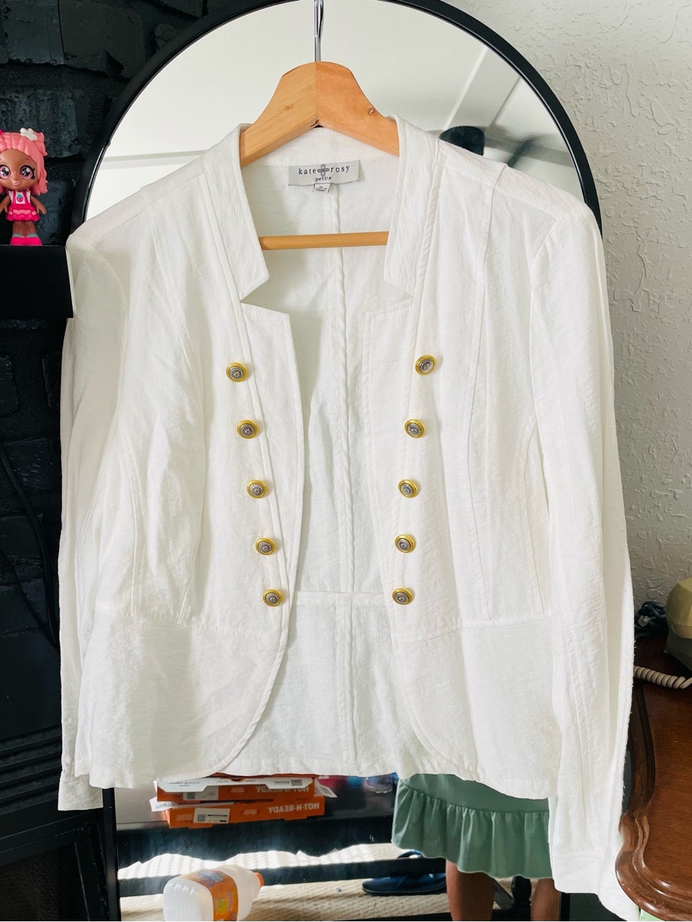 Kate rosy White Double-Breasted Military-Style Jacket